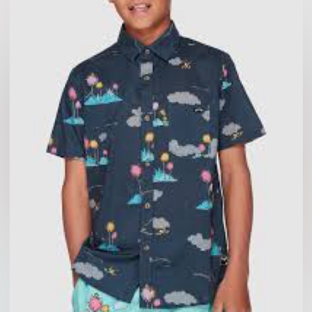 Billabong x Dr. Seuss Lorax Island
Short Sleeve Boys Shirt Large (Charcoal/Navy)